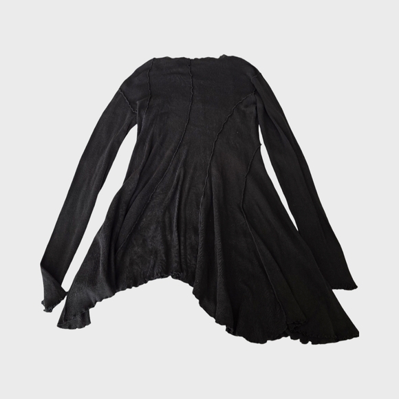 Free People We The Free Black Full Swing Tunic Raw Hem Boho Ribbed Long Sleeve M - Picture 5 of 11